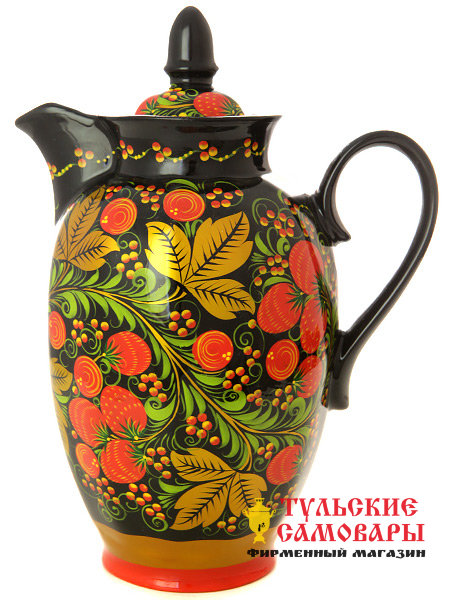 Кофейник  "Черный фон. Хохлома Классическая" фото 1 — Samovars.ru