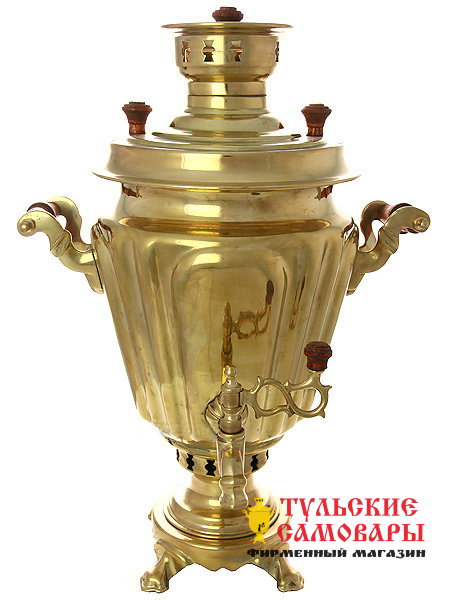 Угольный самовар 7 л желтый конус граненый фото 1 — Samovars.ru