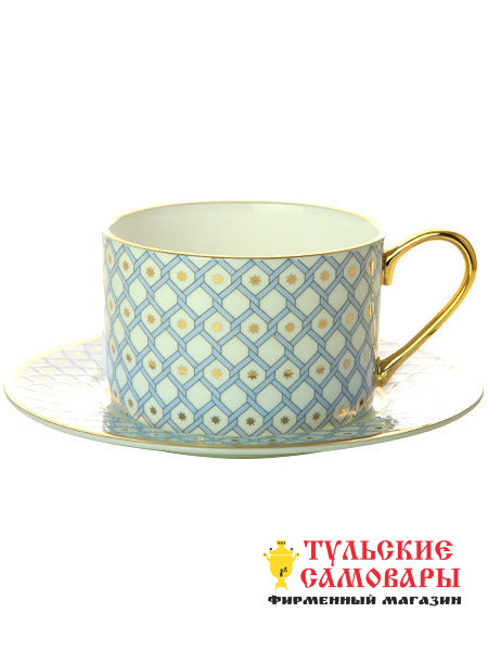 Чайная чашка с блюдцем форма Идиллия рисунок Азур № 1 ИФЗ фото 1 — Samovars.ru