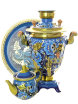 Набор самовар электрический 3 литра с художественной росписью "Кудрина на голубом фоне", арт. 121211 фото 1 — Samovars.ru