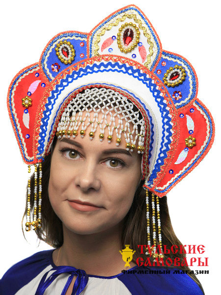 Кокошник женский "Триколор" фото 1 — Samovars.ru