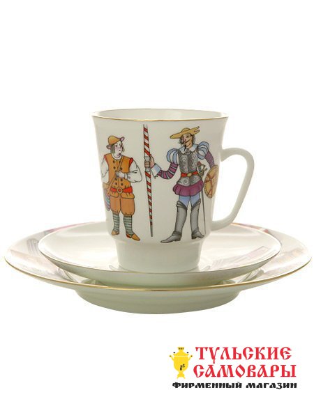 Комплект кофейная чашка и два блюдца "Дон Кихот" Майская ИФЗ фото 1 — Samovars.ru