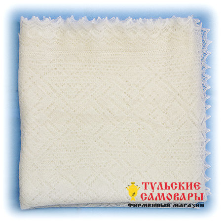 Оренбургский пуховый платок, белый, арт. А 150-02 фото 1 — Samovars.ru