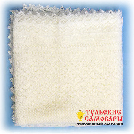 Пуховый оренбургский платок экрю, арт. П3-130-01 фото 1 — Samovars.ru