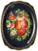 Поднос овальный фигурный "Цветы на синем", арт. 2140 фото 1 — Samovars.ru