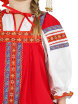 Русский народный костюм "Забава" для девочки льняной красный сарафан и блузка 7-12 лет фото 2 — Samovars.ru